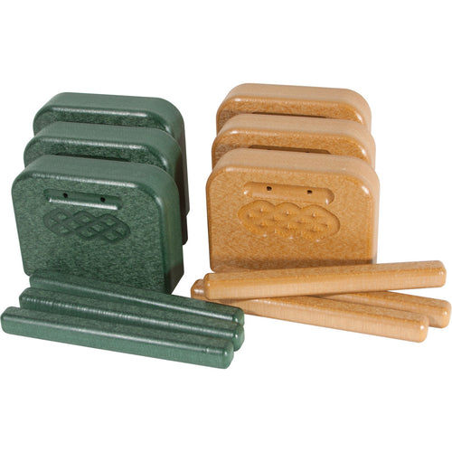 PlayMore Design Eco Tone Blocks with Strikers (Set of 6) - Green/Cedar